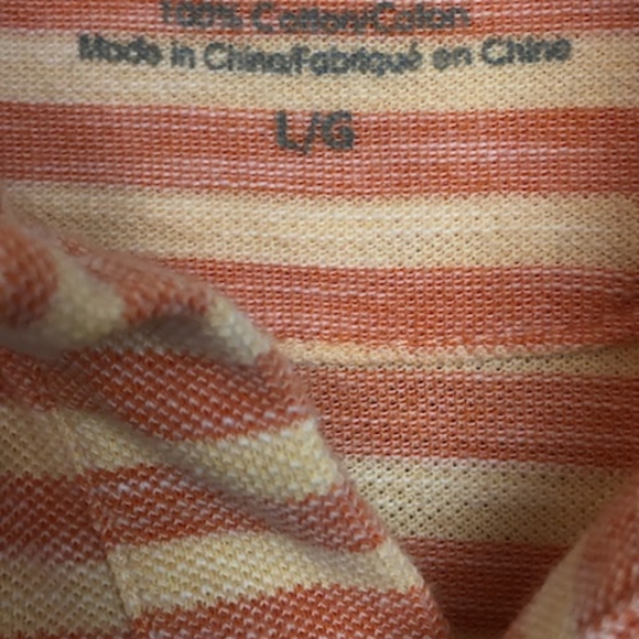 Calvin Klein Polo Shirt Sz L Large Knit Striped Orange Henley - Picture 4 of 4